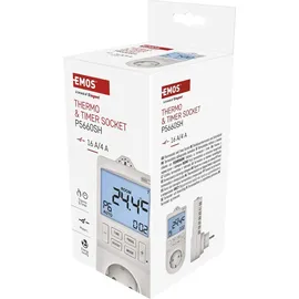 EMOS 2in1 Steckdosenthermostat mit digitaler Zeitschaltuhr Schuko, weiß