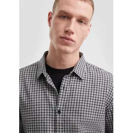 QS Regular Fit: Karohemd aus Baumwollflanell - schwarz|weiß - M