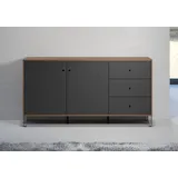 Places of Style Sideboard »Molveno«, (1 St.), außergewöhnliches Design mit strukturierten Fronten, Soft-Close schwarz