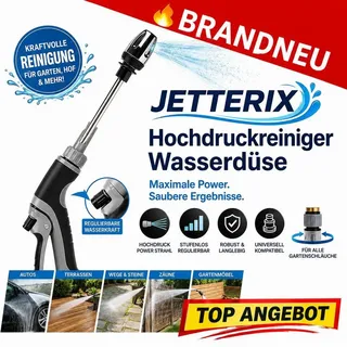 JetterixTM Hochdruckreiniger Hochdruckpistole Druckdüse für Gartenschlauch