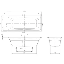 Villeroy & Boch Avento Duo Rechteckbadewanne 75 x 170 cm (UBA170AVN2V01)