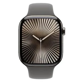 Apple Watch Series 10 GPS + Cellular 46 mm Titangehäuse natur Sportarmband steingrau S/M