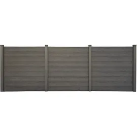 prestige home living outdoor WPC Sichtschutzzaun 5x Zaunelement + 6x Pfosten - 8,9m - Grau