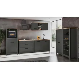 Interlink Küchenzeile 430 cm Anthrazit/Eiche