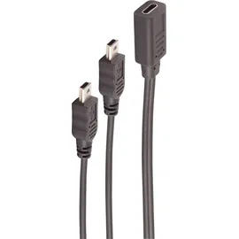 ShiverPeaks BS13-20022 USB 2.0 Adapter, C Buchse auf 2x Mini-B Stecker, Y-Kabel, 0,3 m USB 2.0), USB Kabel USB Mini B schwarz,