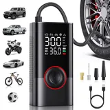 Motorenbau Elektrische Luftpumpe, Kabelloser Reifenpumpe 150 PSI mit LED, Tragbarer Mini Akku Luftpumpe mit digitalem Manometer, 3-mal schneller Aufpumpen für Auto, Fahrrad