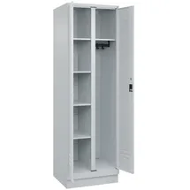 C+P Wäsche-/Kombispind Classic PLUS, Sockel, 2 Abteile, 1950x600x500mm, 7035/703 Verschluss Zylinderschloss Front RAL 7035 Lichtgrau