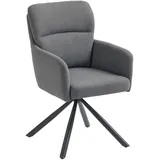 Esszimmerstuhl 360° Drehbar Küchenstuhl mit Leinenbezug, Ergonomisch Grau