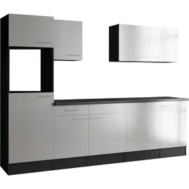 Respekta Küchenzeile 280 cm grau matt weiß