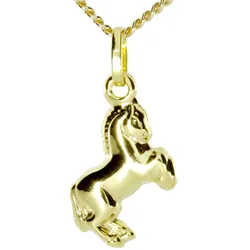 Kette mit Anhänger OSTSEE-SCHMUCK "Ostsee-Schmuck Kette mit Anhänger Pferd Kette mit Anhänger Pferd" Gr. 42, gold (goldfarben), Halsketten, Damen, 42cm, Gelbgold 333, L: 42cm