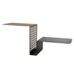 Scalea Konsolenregal 100x30x40 cm aus perforiertem Eisen. Modernes Leiterdesign mit Doppelregal. Platzsparende Möbel, hergestellt in Italien, weißer M