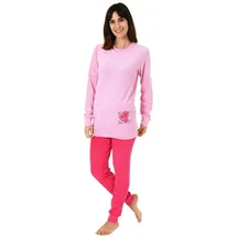 RELAX by Normann NORMANN Frottee Pyjama langarm Schlafanzug Bündchen und Herz - 50239 in rosa | 48/50