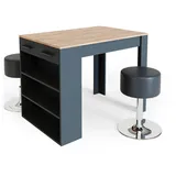 Vicco Bartisch Repose, Anthrazit/Goldkraft Eiche 67 x 100 cm mit 2 Hockern