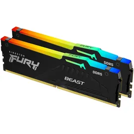 Kingston FURY Beast RGB Schwarz 64GB Kit (2x32GB) DDR5-6000 EXPO DIMM Arbeitsspeicher, CL36-38-38, 1.35V