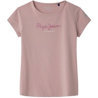 Pepe Jeans Mädchen T-Shirt - HANA GLITTER, Baumwolle, Rundhals, Kurzarm, Glitzer, Logo, einfarbig Rosa 188
