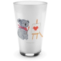 Mr. & Mrs. Panda Glas Koala Künstler - Transparent - Geschenk, Latte Macchiato, Cappuccino, Premium Glas, Hitzebeständig