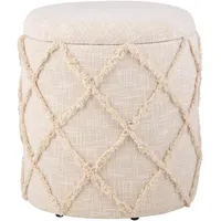 FineBuy Sitzhocker mit Stauraum Baumwolle 40 x 45 x 40 cm Beige