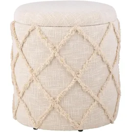 FineBuy Sitzhocker mit Stauraum Baumwolle 40 x 45 x 40 cm Beige