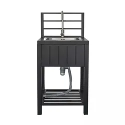 Oviala Business Edelstahl-Spülenschrank Außenküche