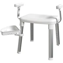 Bischof Tray Comfort Dusch- und Badhocker mit schwenkbarer Ablage 28x21cm und 360° drehbarer Sitzfläche weiß