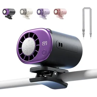 Pnedeodm 2026 Car Clip on Air Conditioner Fan with Led Display, 360° Rotatable Car Fan USB Rechargeable for Backseat & Dashboard, 199 Speeds Adjustable, Quiet Cooling for Vehicle, Truck,Home (Black)