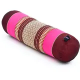 Leewadee Pilates Rolle Nackenstütze kleines Yoga Bolster Yogakissen ökologisches Naturprodukt, Kapok, 50 x 15 x 15 cm, Rotbraun Pink