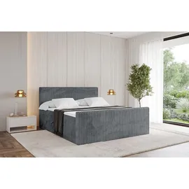 altdecor Boxbett, mit Matratze H3 und Lattenrost - TOLO-Z - 160x200 Cord - Dunkelgrau