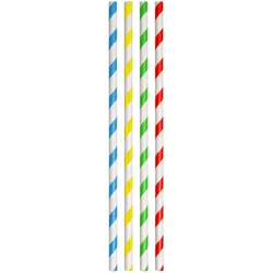 WISEFOOD 100 Strohhalme - Papier Strohhalme Ø 6x200mm bunt - Trinkhalm Pappe