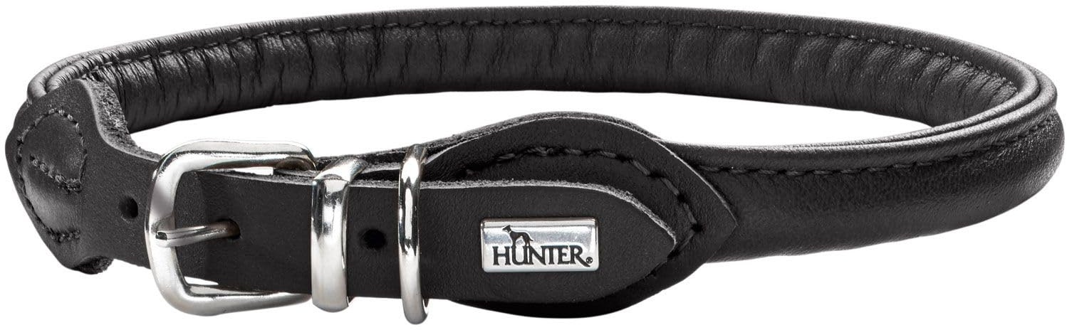 HUNTER Round & Soft Hundehalsband, Leder, Nappa, rundgenäht, weich, 40 (S), schwarz