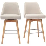 miliboo Skandinavische Barhocker aus beigem Stoff und massivem Buchenholz H65 cm (2er-Pack) HASTA