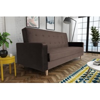 Beautysofa Schlafsofa Bamako, Sofa mit Schlaffunktion und Bettkasten, Polstersofa im skandinavischen Stil, Couch mit Holzbeine braun