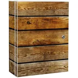 Banjado XXL Medizinschrank Abschliessbar 35x46x15cm Arzneischrank Weiß Aus Metall Mit Motiv Holzbretter