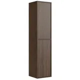 Badplaats Badezimmerschrank Mali 38 x 33 x 160 cm - Walnuss Braun - Hängender Seitenschrank mit 2 Türen