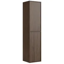 Badplaats Badezimmerschrank Mali 38 x 33 x 160 cm - Walnuss Braun - Hängender Seitenschrank mit 2 Türen