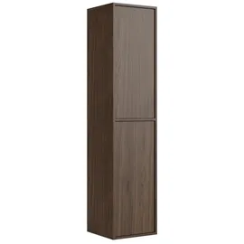 Badplaats Badezimmerschrank Mali 38 x 33 x 160 cm - Walnuss Braun - Hängender Seitenschrank mit 2 Türen