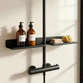 doporro Waschbecken Ablage 60 cm über dem Wasserhahn, Badezimmer Regal ohne Bohren oder zum Bohren, Waschbecken-wasserhahn-organizer, Grau Reglo-17