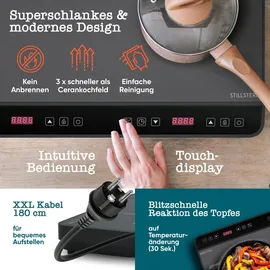 STILLSTERN Doppel-Induktionskochfeld -Kochplatte 3600W, 18 Stufen, 24h Timer,