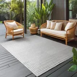 Carpettex Outdoor Teppich wetterfest, Wohnzimmer, Schlafzimmer, Garten, Balkon, Kurzflor Grau, Hoch-Tief-Effekt, weich & waschbar, pflegeleicht, 160x230 cm