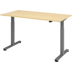 bümö elektrisch höhenverstellbarer Schreibtisch Ahorn 160x80 cm, Gestell: Graphit - Büroschreibtisch höhenverstellbar elektrisch, elektrischer