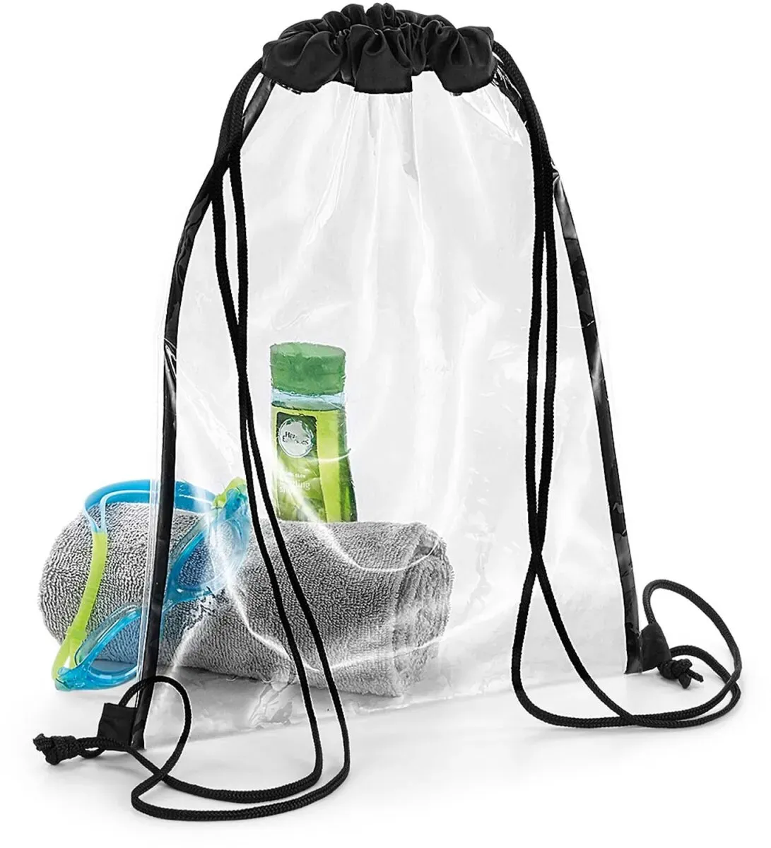 BagBase Turnbeutel transparent Sportbeutel BG7 clear/black 33 x 45 cm