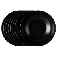 HIT Trading Suppenteller 8er Set BRUNCH, Ø 20,5 cm - Schwarz matt - Steingut - 8er Set