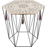 Atmosphera Créateur d'intérieur Beistelltisch in beige - Achteckiger Couchtisch Kumi - Metall und Holz - Schwarz