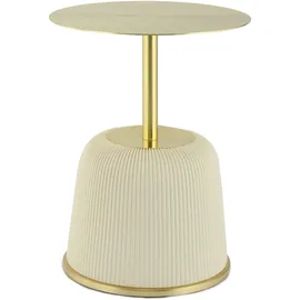 Kayoom Beistelltisch "Jokai 325, Eisengestell, PU-Stoffbezug, praktische Ablagefläche", beige (creme, creme, gold), B:40cm H:55cm T:40cm, 100% Eisen, 100% PU, 100% MDF, Tische, Beistelltisch, elegant, feste Konstruktion, pflegeleicht, pflegeleicht