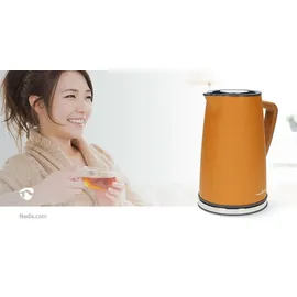 Nedis Wasserkocher 1.7 l Soft-Touch Orange Um 360 Grad drehbar Verdecktes Heizelement - Strix Controller - Boil-dry protection