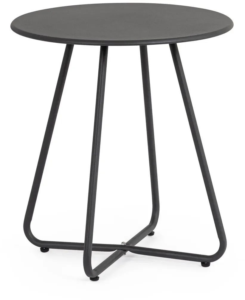 Gartenbeistelltisch Jable aus Metall, modern rund, anthrazit, Ø 45 cm, pulverbeschichtet