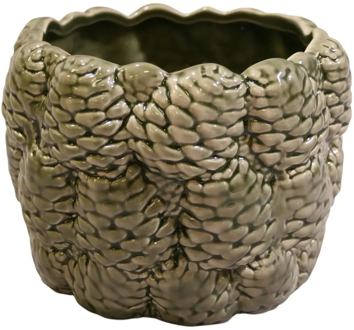 Kübel Keramik D16H12,5cm Zapfen grün