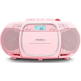 MEDION E66476 Stereo Sound System (Boombox, CD-Player, MP3, Kassette, tragbarer Kassettenspieler für Kinder, UKW Radio, AUX, Kopfhörer, Netz & Ba... - Rosa