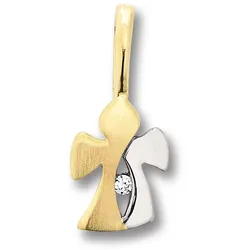 Ketten-Anhänger ONE ELEMENT "Zirkonia Engel Anhänger aus 333 Gelbgold", gold, Schmuckanhänger, Mädchen, Gelbgold 333, Damen Gold Schmuck Engel