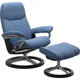 Stressless "Consul", (Set, Relaxsessel, mit Hocker, mit Hocker, mit Signature Base, Größe M, Gestell Schwarz