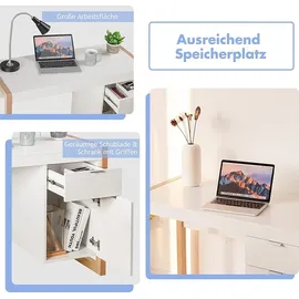 Costway Schreibtisch mit Schubladen & Aufbewahrungsschrank, Computertisch